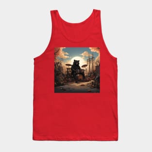 Cartoon Bear playing drums Tank Top